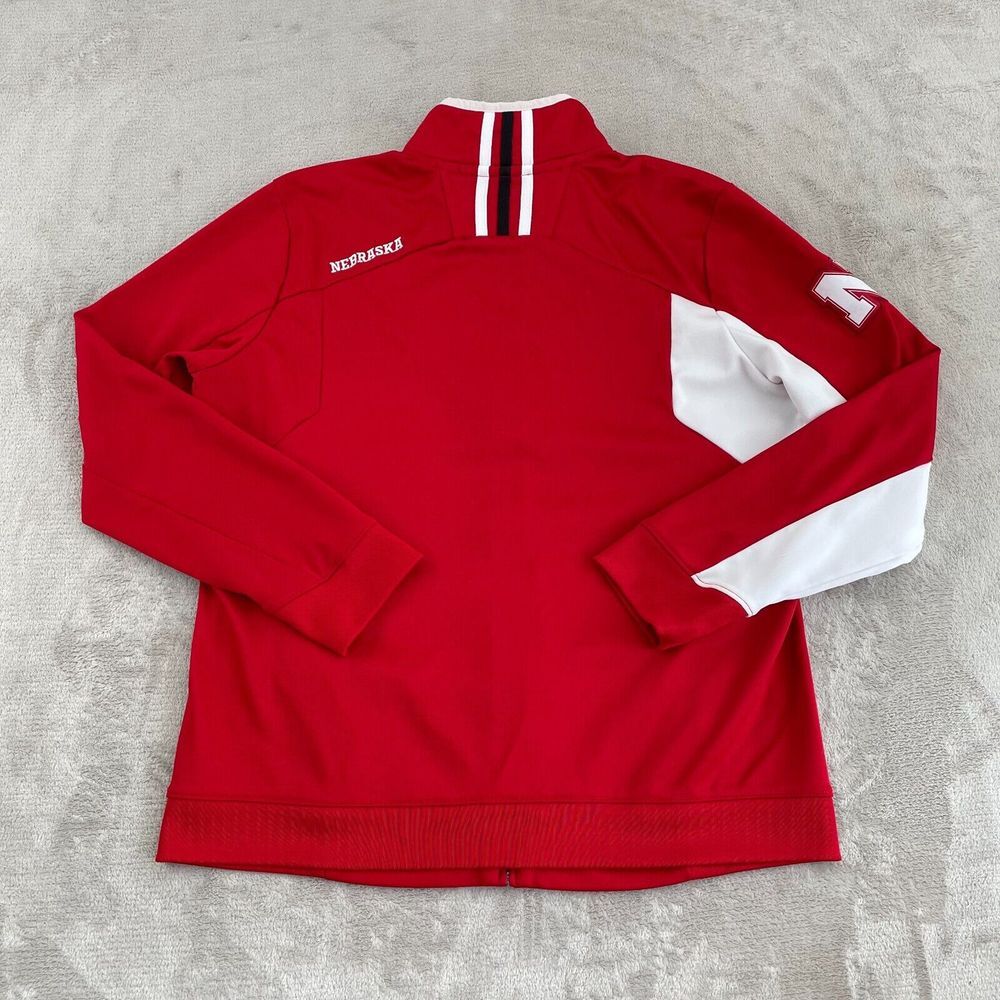 Nebraska Cornhuskers Adidas Jacket Men Large (Fits Like Med) Red Full Zip Pocket - Picture 7 of 12